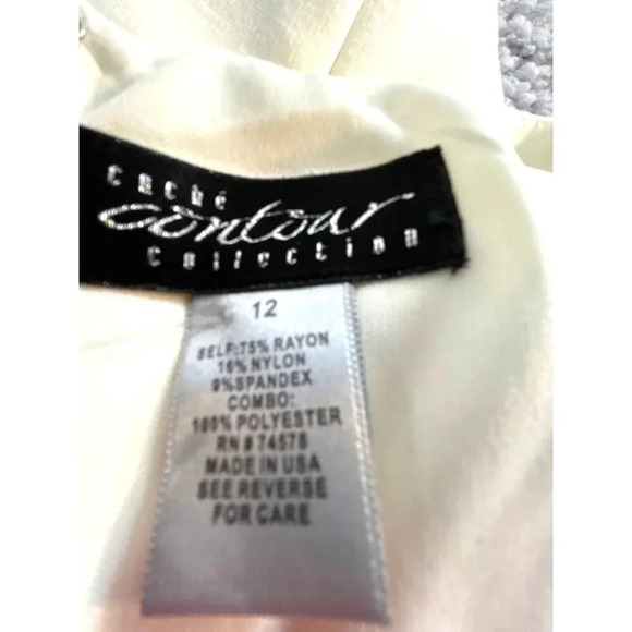 Cache Contour Collection Womens Dress Lined Back Zip Sleeveless Cream Size 12 NW - Picture 4 of 9